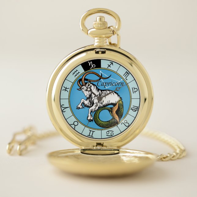 capricorn astrological sign of zodiac pocket watch (Inside)