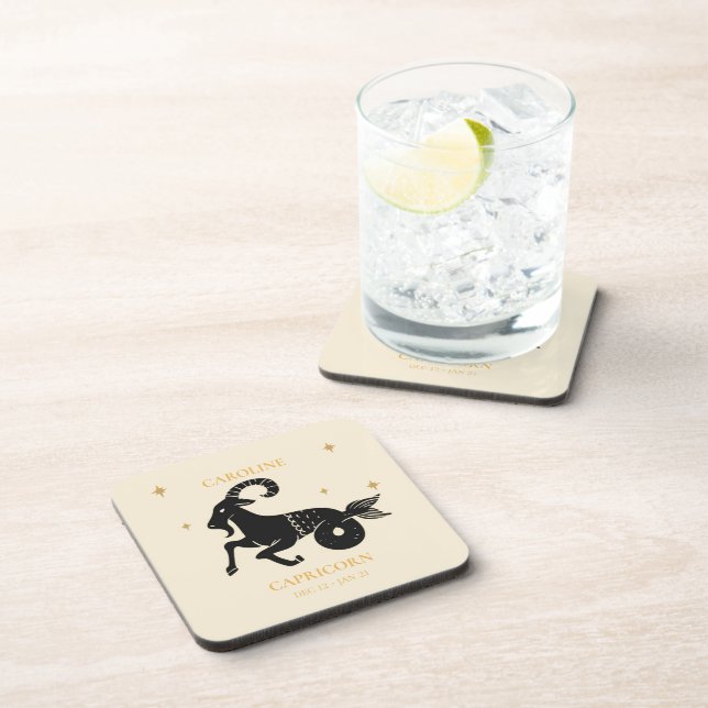 Capricorn  Astrological Zodiac Sign Name Gift Beverage Coaster (Right Side)