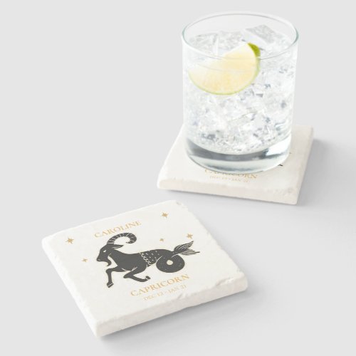 Capricorn  Astrological Zodiac Sign Name Gift Stone Coaster