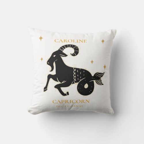 Capricorn  Astrological Zodiac Sign Name Gift Throw Pillow