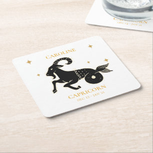 Capricorn Astrological Zodiac Sign Name Square Paper Coaster
