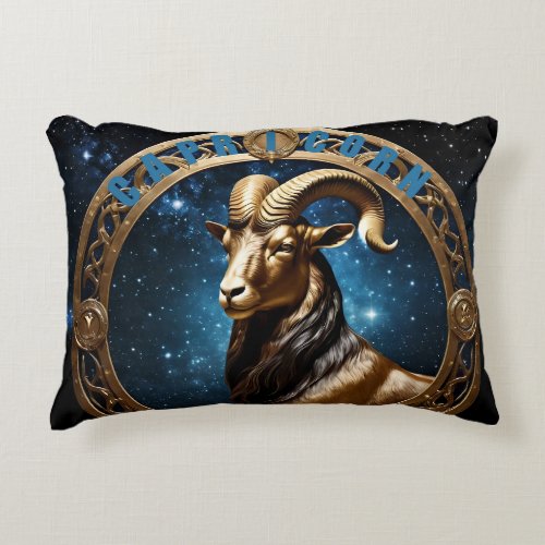 Capricorn astrology sign accent pillow
