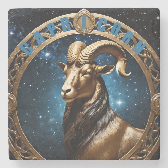 Capricorn astrology sign stone coaster (Front)