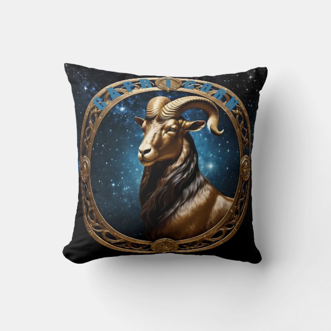Capricorn astrology sign throw pillow (Front)