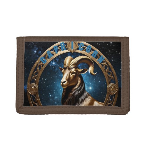 Capricorn astrology sign trifold wallet