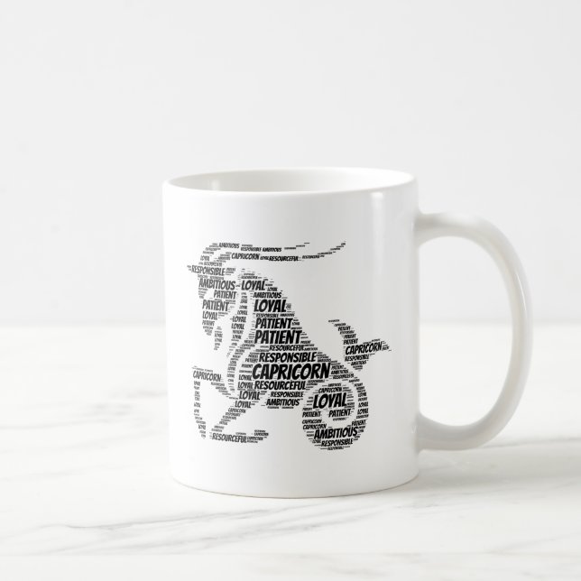 Capricorn Astrology Zodiac Sign Word Cloud Coffee Mug (Right)