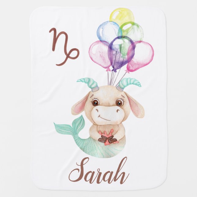 Capricorn ♑ Baby Bull with Balloons 🎈  Baby Blanket (Front)
