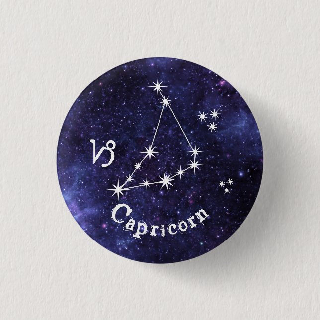 Capricorn Badge, Zodiac Horoscope Badge Button (Front)