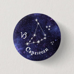 Capricorn Badge, Zodiac Horoscope Badge Button