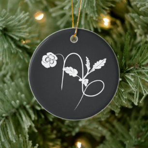 Capricorn birth flower pansy zodiac sign charcoal ceramic ornament