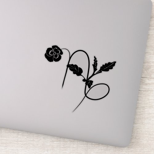 Capricorn birth flower zodiac sign elegant black sticker