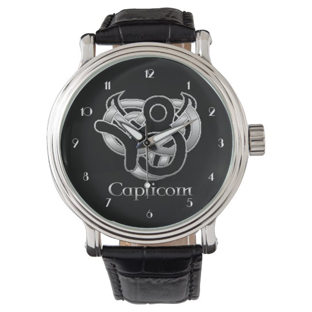 Capricorn Birth Sign Celtic Knot Zodiac Watch (Front)