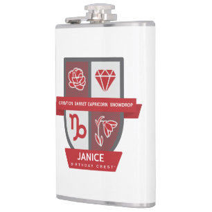 Capricorn Birthday Crest™ for January 1-19 Flask