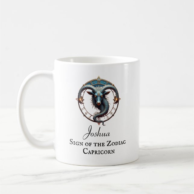 Capricorn Birthday Gift Add Name Coffee Mug (Left)