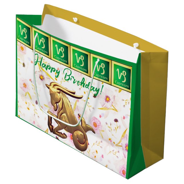 Capricorn Birthday  Large Gift Bag (Front Angled)
