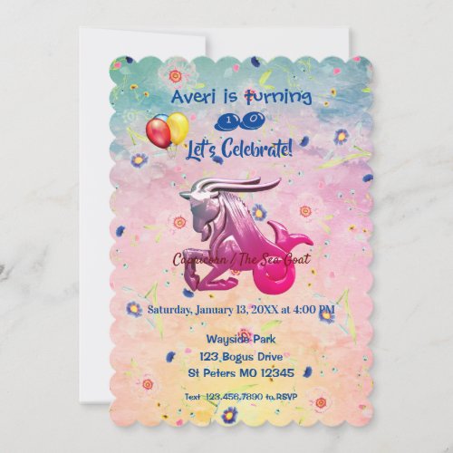 Capricorn Birthday Party December 22  January 19 Invitation