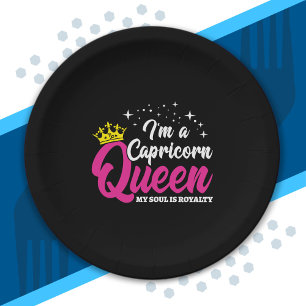 Capricorn Birthday Queen Zodiac December January Paper Plates