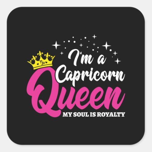 Capricorn Birthday Queen Zodiac December January Square Sticker