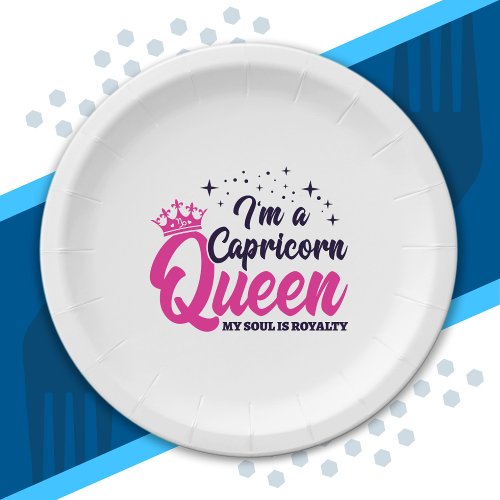 Capricorn Birthday Queen Zodiac Sign Soul Royalty Paper Plates
