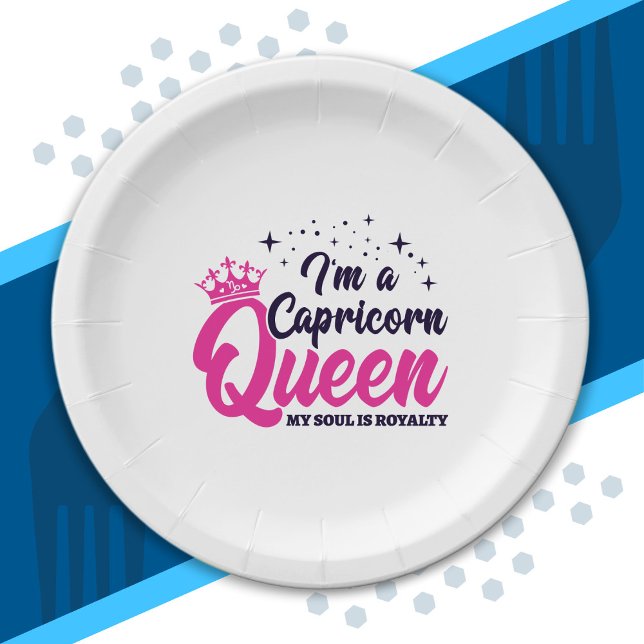 Capricorn Birthday Queen Zodiac Sign Soul Royalty Paper Plates (Creator Uploaded)
