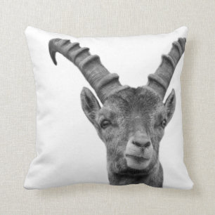 Capricorn black and white woodland animal photo throw pillow