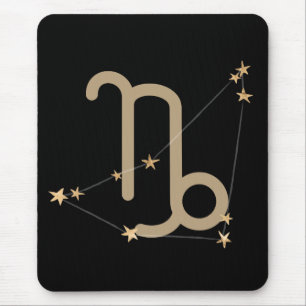 Capricorn black gold zodiac constellation stars mouse pad