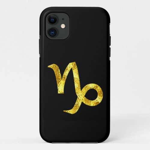 Capricorn Black Gold Zodiac Sign iPhone 11 Case