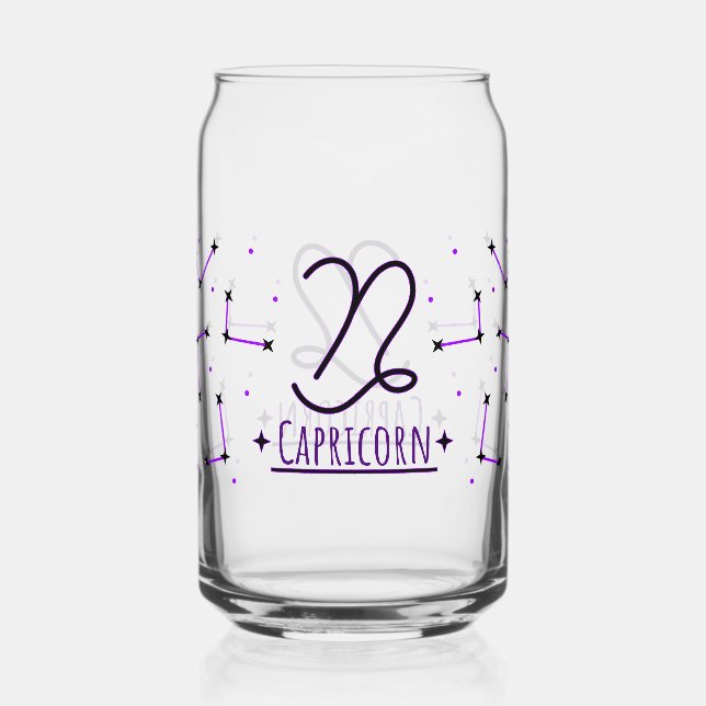 Capricorn Can Glass Zodiac Drinkware (Front)