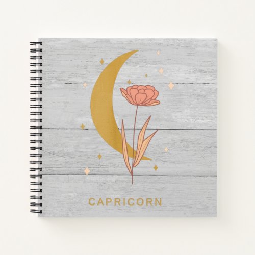 Capricorn Celestial Botanical Horoscope Astrology  Notebook