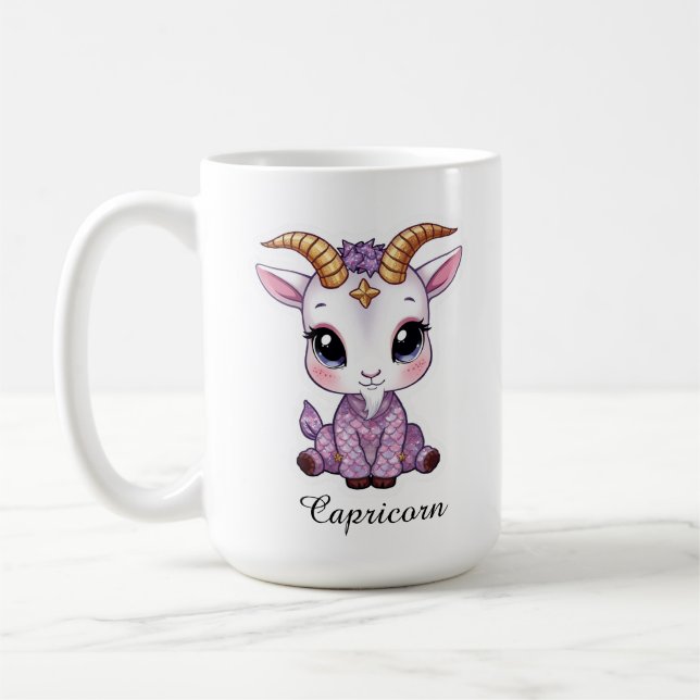 Capricorn Celestial Zodiac Mug - Pink Sea-Goat (Left)