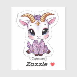 Capricorn Celestial Zodiac Sticker - Pink Sea-Goat