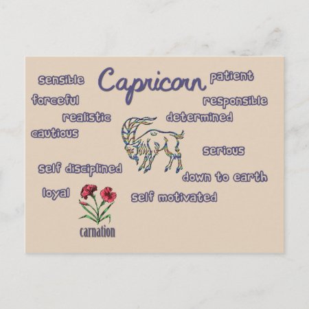 Capricorn Characteristics Zodiac Card