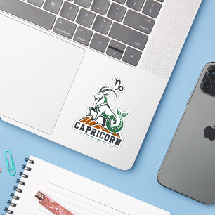 Capricorn Charcoal Green Sea Goat Art Sticker