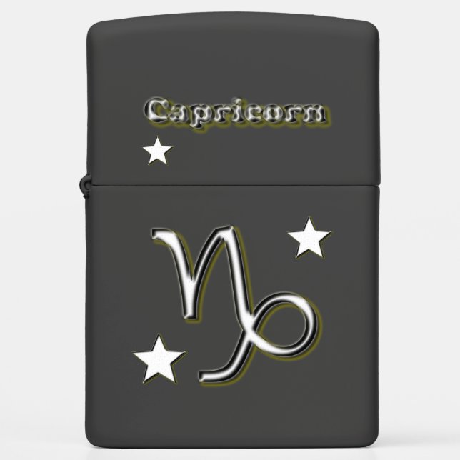 Capricorn chrome symbol zippo lighter (Front)