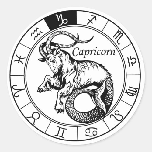 capricorn classic round sticker