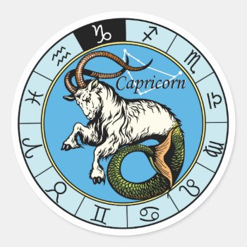 Capricorn Classic Round Sticker by insimalife at Zazzle