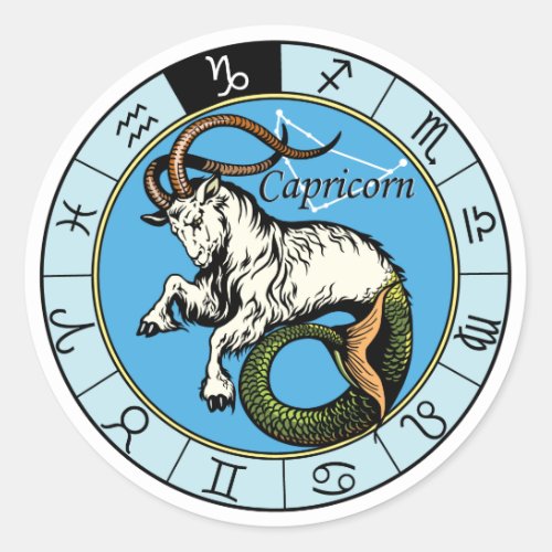 capricorn classic round sticker