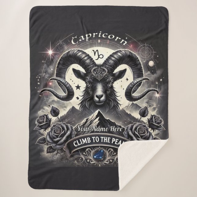 Capricorn “Climb to the Peak” Sherpa Blanket (Front)