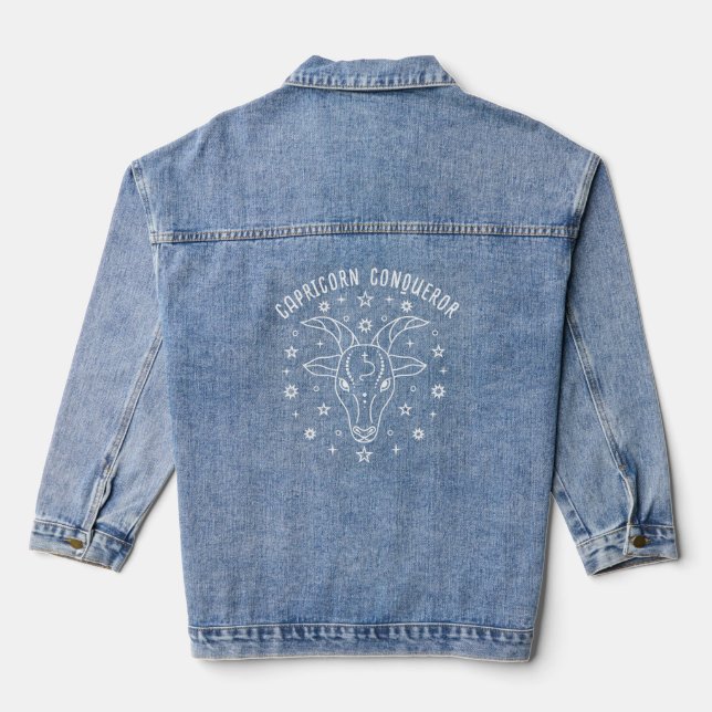 Capricorn Conqueror - Capricorn Zodiac  Denim Jacket (Back)