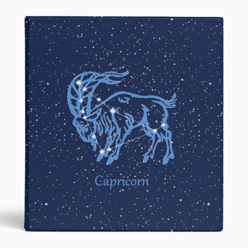 Capricorn Constellation and Zodiac Sign with Stars 3 Ring Binder