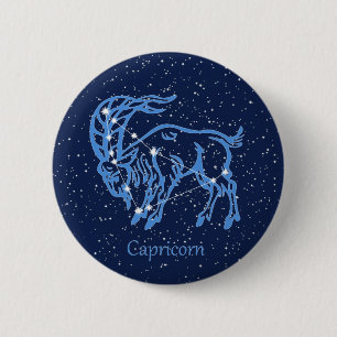 Capricorn Constellation and Zodiac Sign with Stars Button