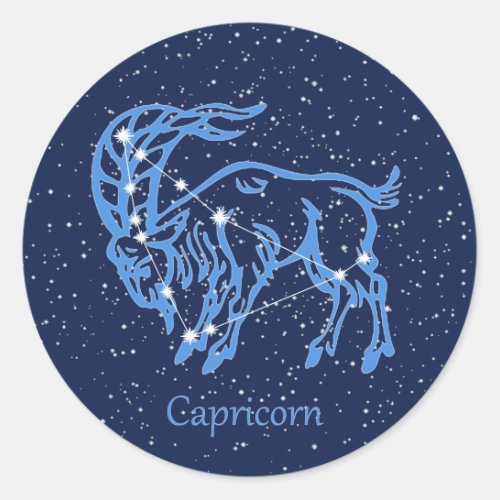 Capricorn Constellation and Zodiac Sign with Stars Classic Round Sticker