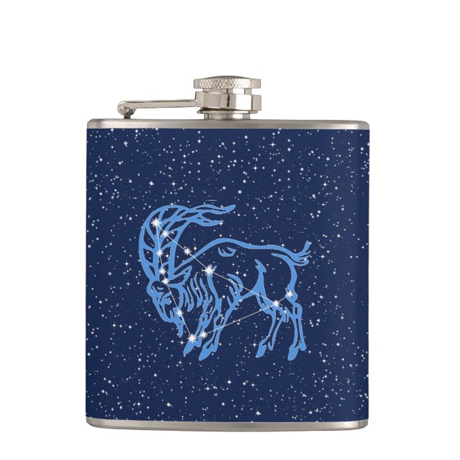 Capricorn Constellation and Zodiac Sign with Stars Flask (Front)