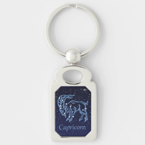 Capricorn Constellation and Zodiac Sign with Stars Keychain