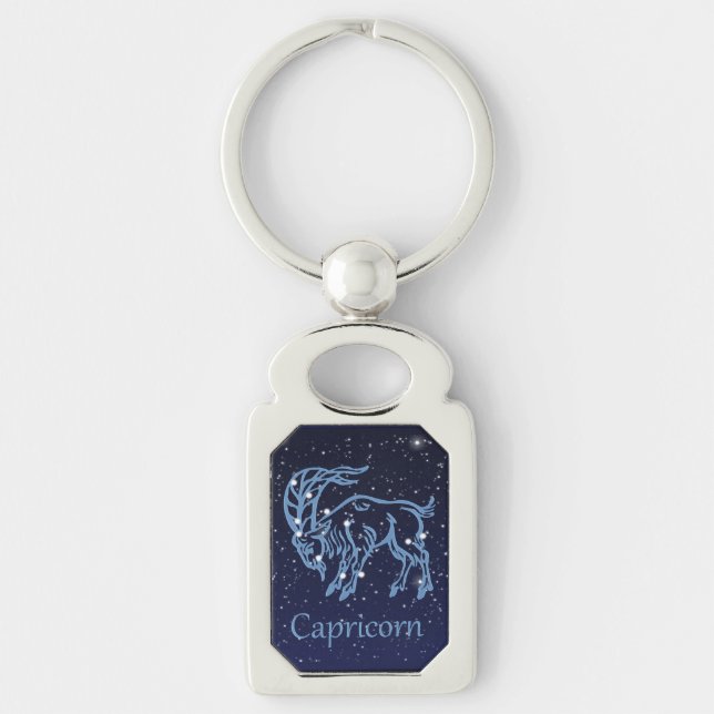Capricorn Constellation and Zodiac Sign with Stars Keychain (Front)