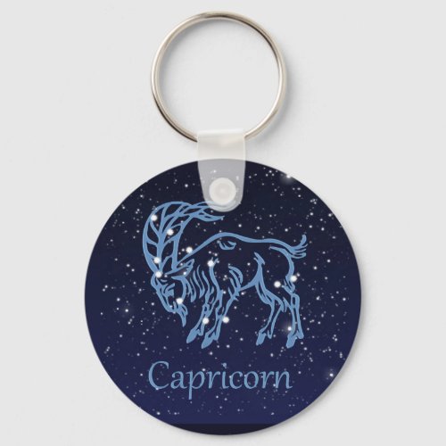 Capricorn Constellation and Zodiac Sign with Stars Keychain