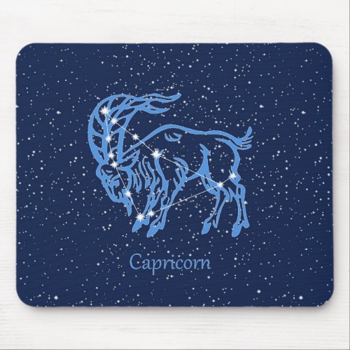 Capricorn Constellation and Zodiac Sign with Stars Mouse Pad