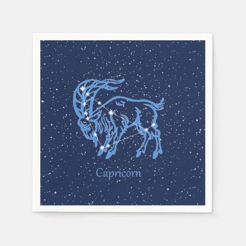 Capricorn Constellation and Zodiac Sign with Stars Napkins