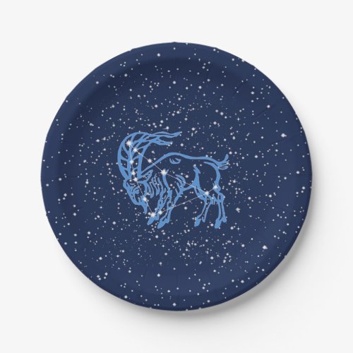 Capricorn Constellation and Zodiac Sign with Stars Paper Plates