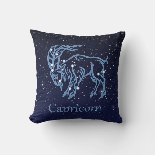 Capricorn Constellation and Zodiac Sign with Stars Throw Pillow
